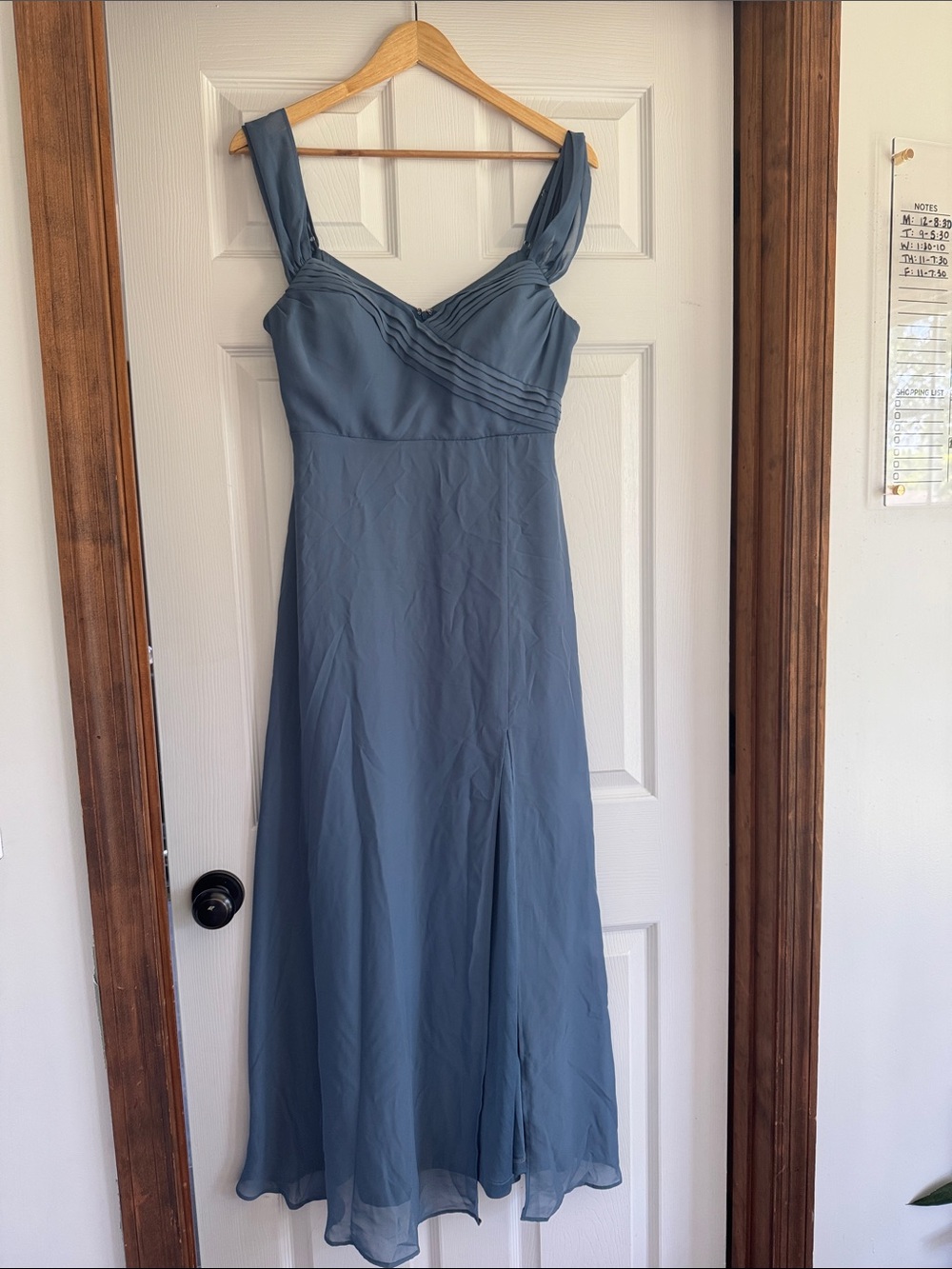 Birdy Grey Slate Blue Maxi Dress with Twisted Bodice